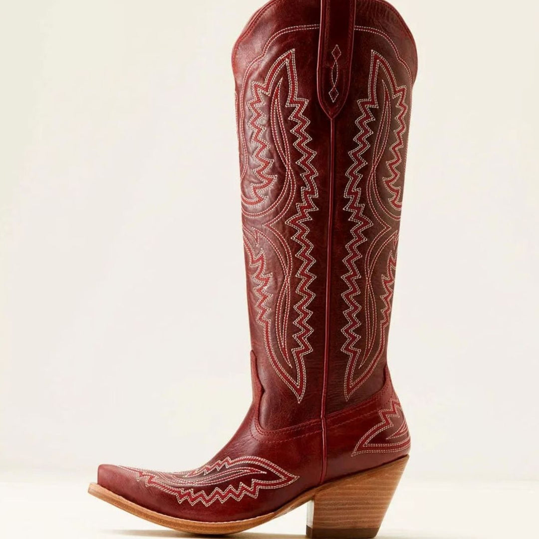 Women's Embroidered Pointed-Toe Cuban Heel Tall Cowboy Boots