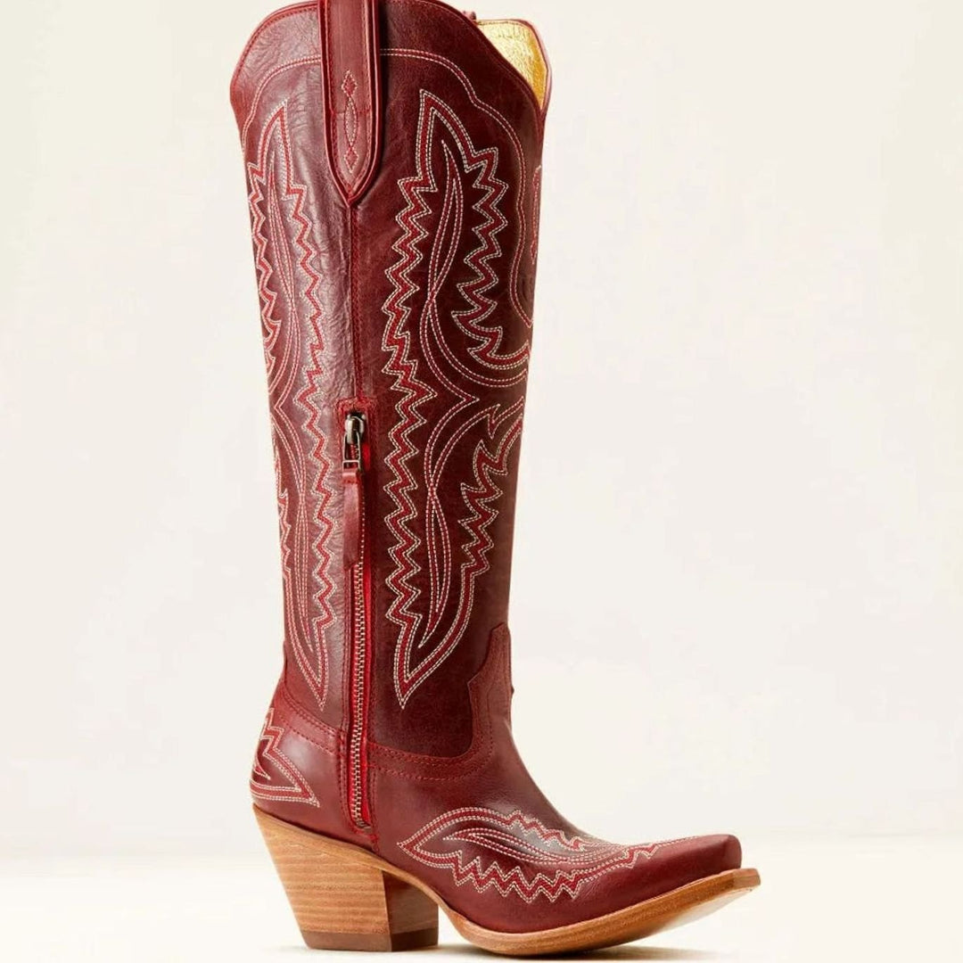 Women's Embroidered Pointed-Toe Cuban Heel Tall Cowboy Boots