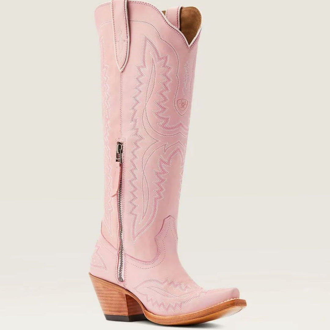Women's Embroidered Pointed-Toe Cuban Heel Tall Cowboy Boots