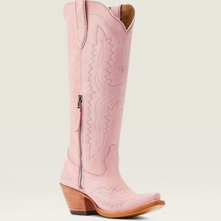 Women's Embroidered Pointed-Toe Cuban Heel Tall Cowboy Boots