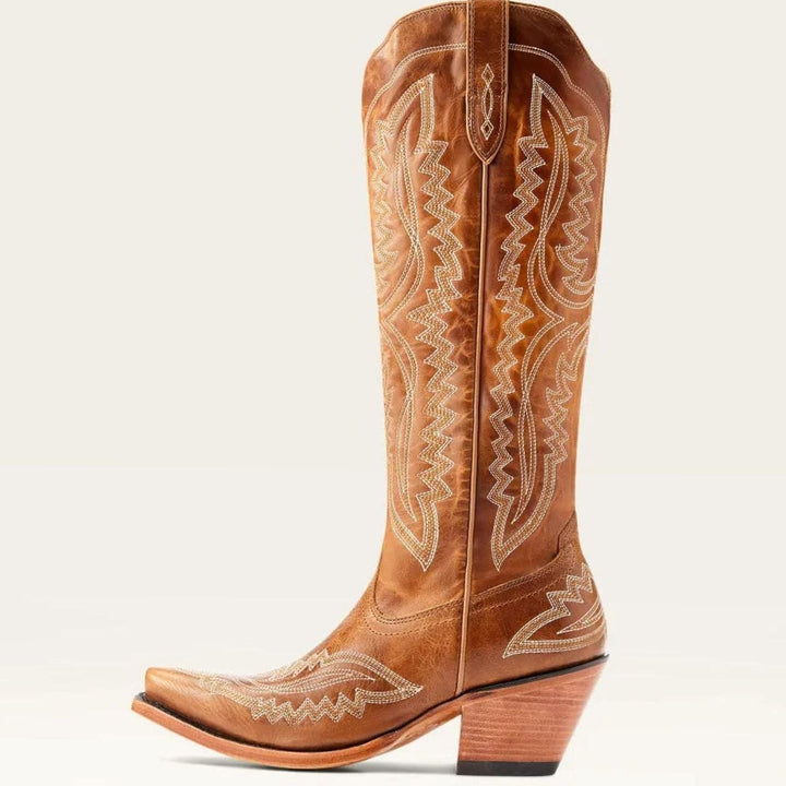 Women's Embroidered Pointed-Toe Cuban Heel Tall Cowboy Boots