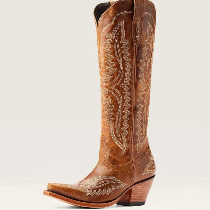 Women's Embroidered Pointed-Toe Cuban Heel Tall Cowboy Boots