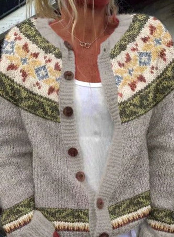 Women's Fair Isle Long Sleeve Button-Front Cardigan Sweater