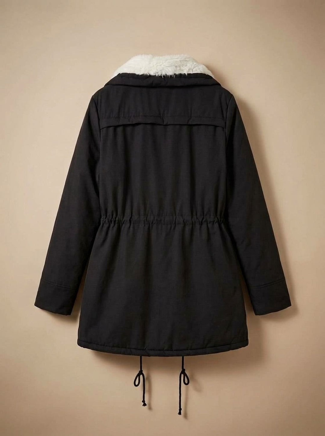 Women's Faux-Fur Collar Drawstring-Waist Insulated Parka Coat