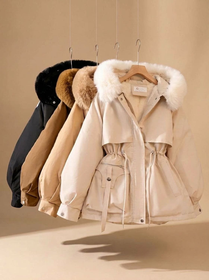 Women's Faux-Fur Hooded Drawstring Cinched Puffer Jacket