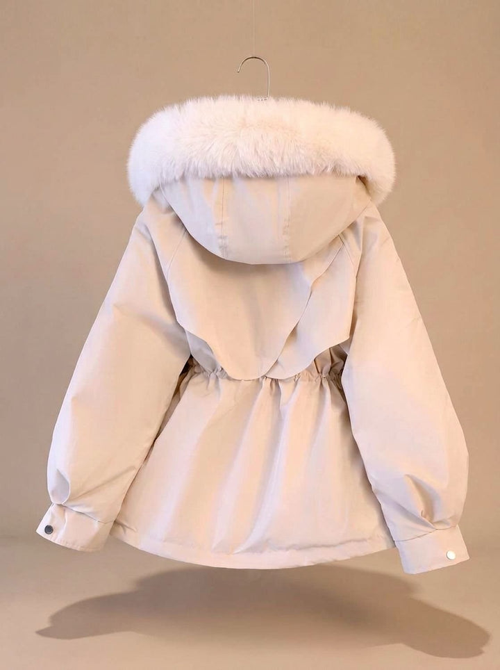 Women's Faux-Fur Hooded Drawstring Cinched Puffer Jacket