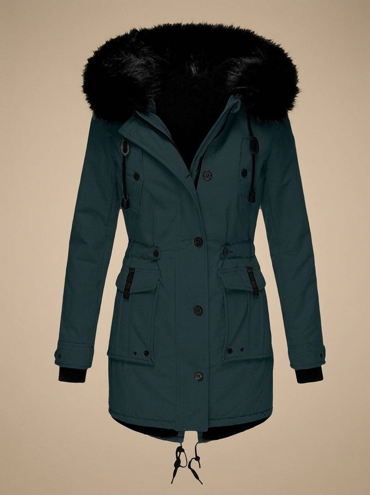 Women's Faux Fur Hooded Fleece-Lined Winter Parka Coat