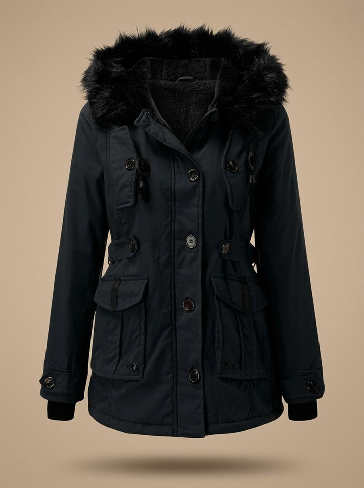 Women's Faux Fur Hooded Fleece-Lined Winter Parka Coat