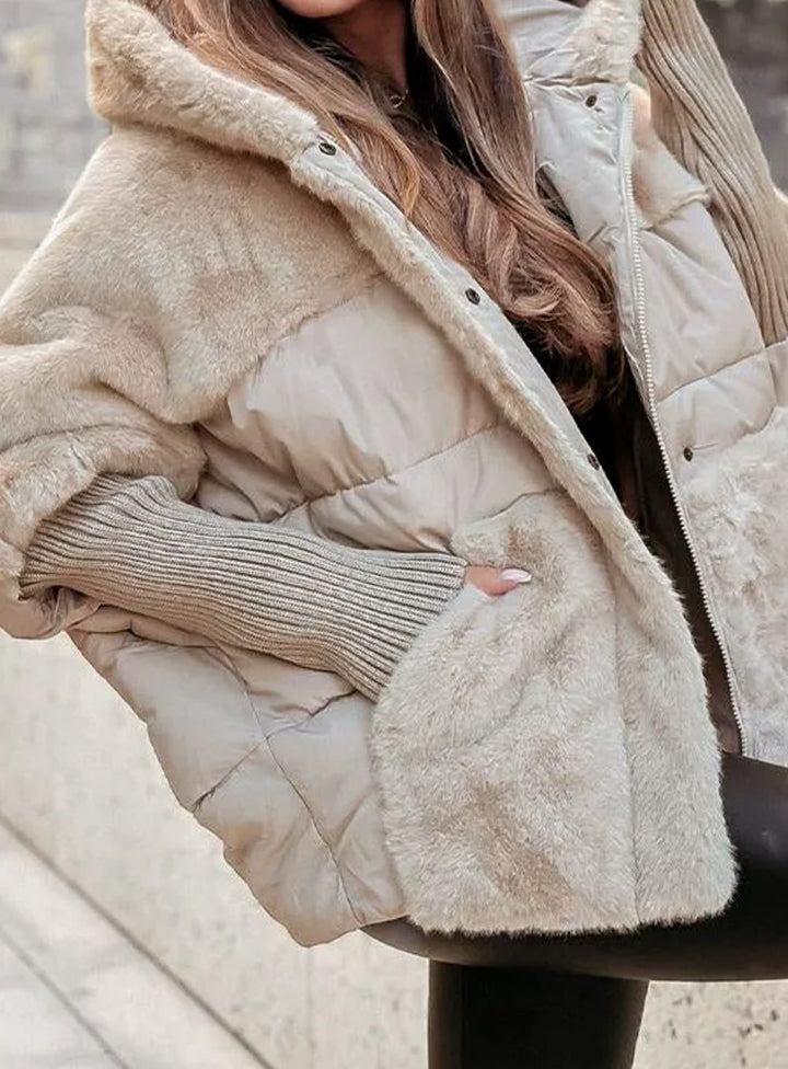 Women's Faux Fur Hooded Quilted Puffer Jacket