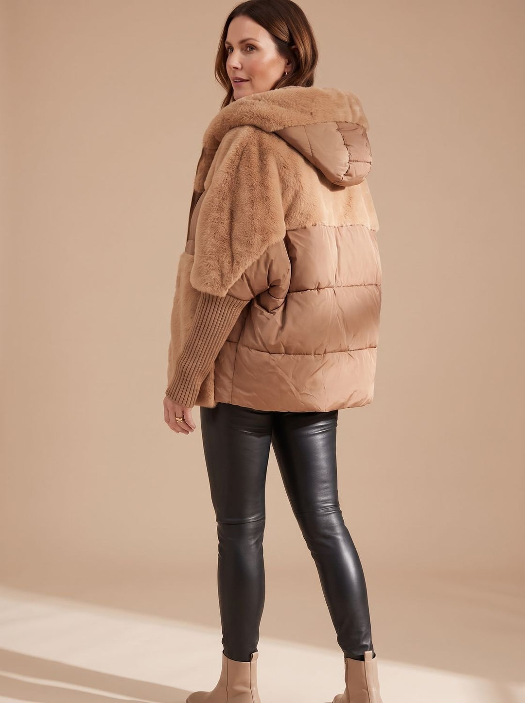 Women's Faux Fur Hooded Quilted Puffer Jacket