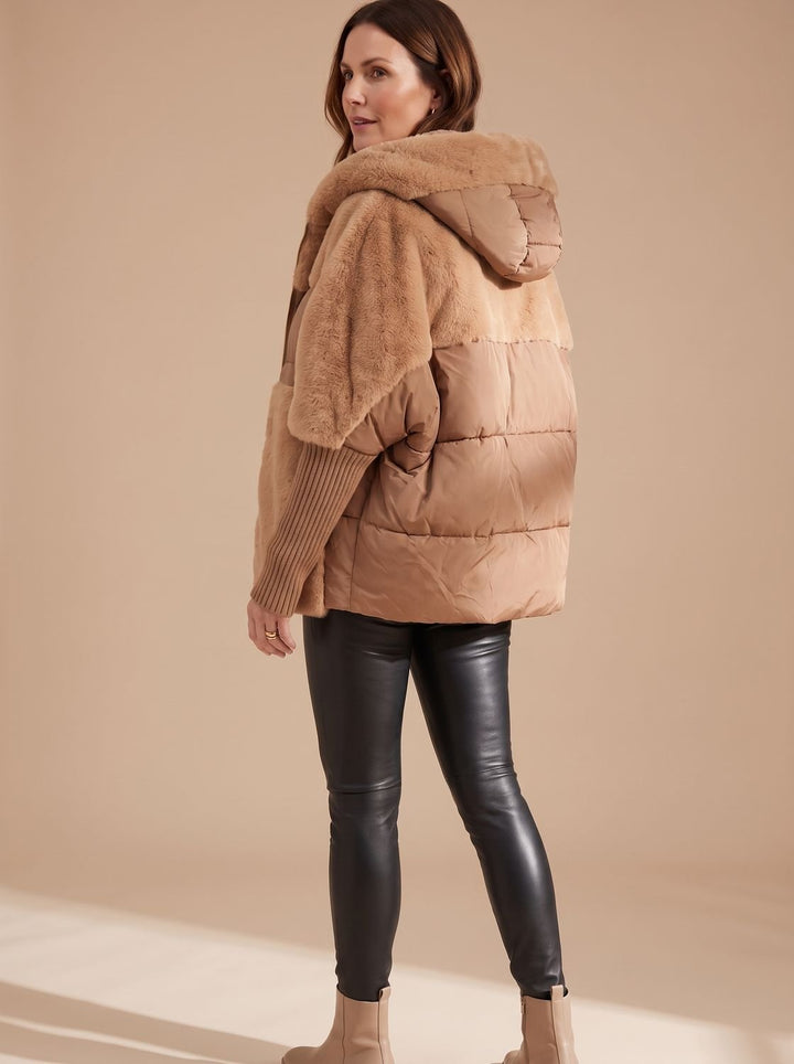 Women's Faux Fur Hooded Quilted Puffer Jacket