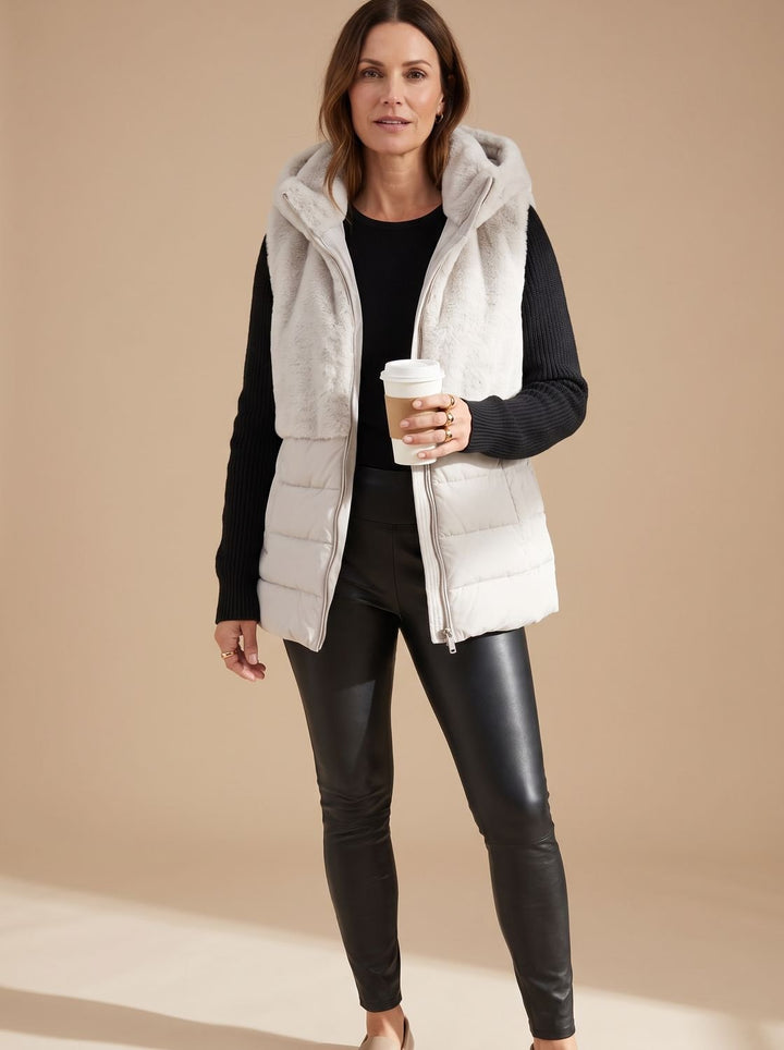 Women's Faux Fur Hooded Quilted Puffer Jacket