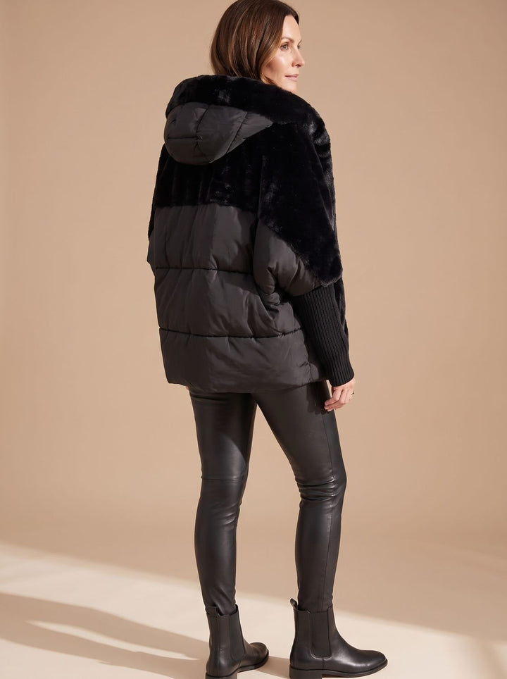 Women's Faux Fur Hooded Quilted Puffer Jacket