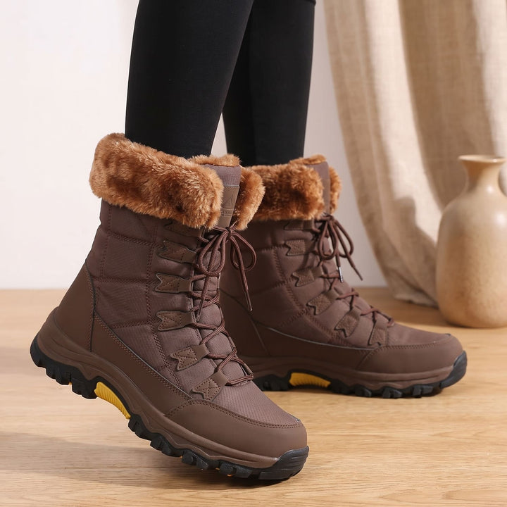 Women's Faux Fur Lace-Up Insulated Winter Snow Boots
