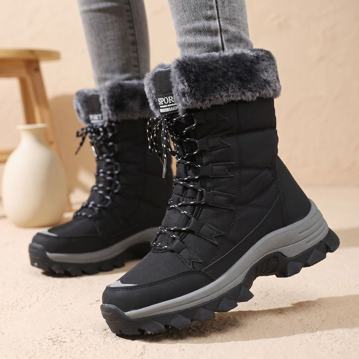 Women's Faux Fur Lace-Up Insulated Winter Snow Boots