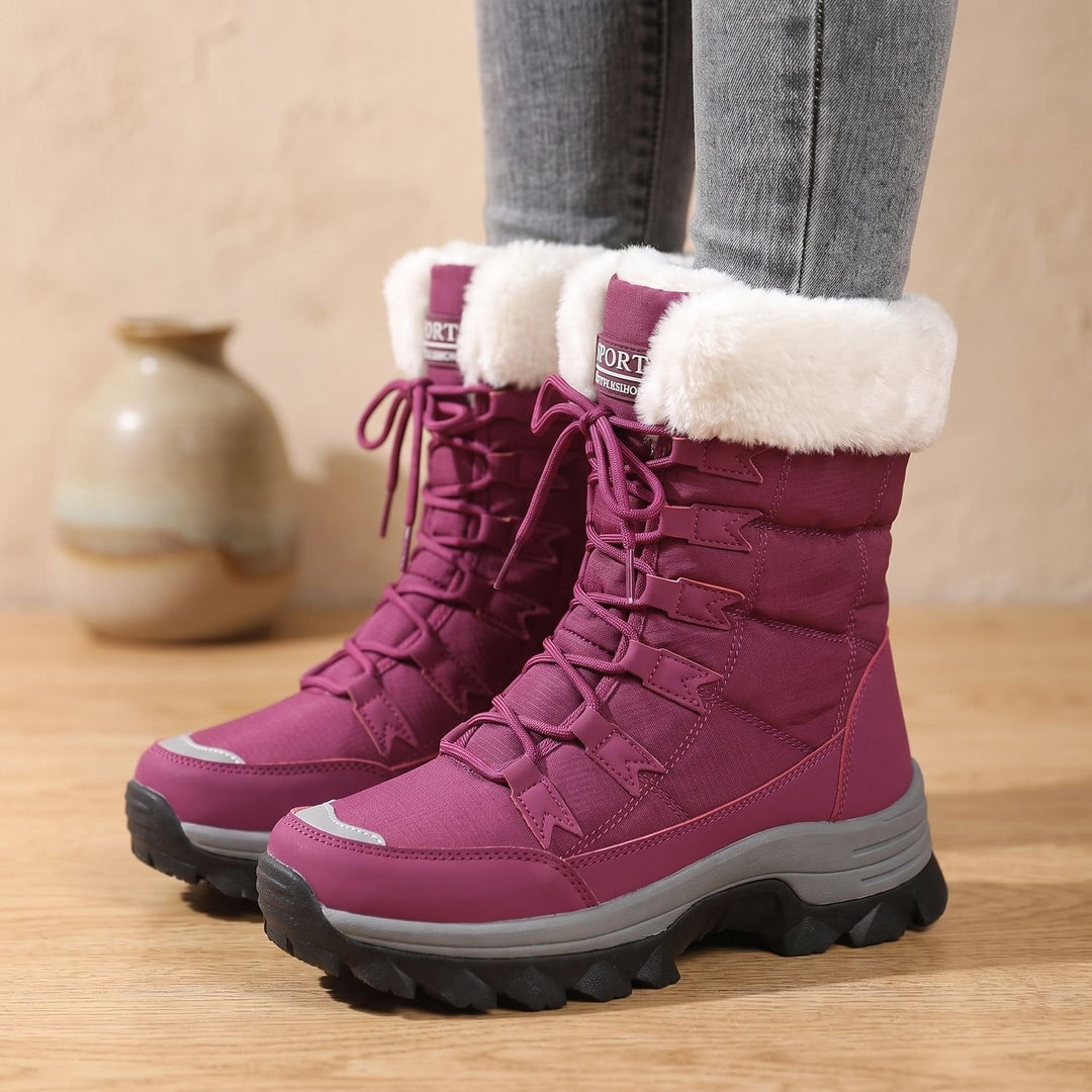 Women's Faux Fur Lace-Up Insulated Winter Snow Boots