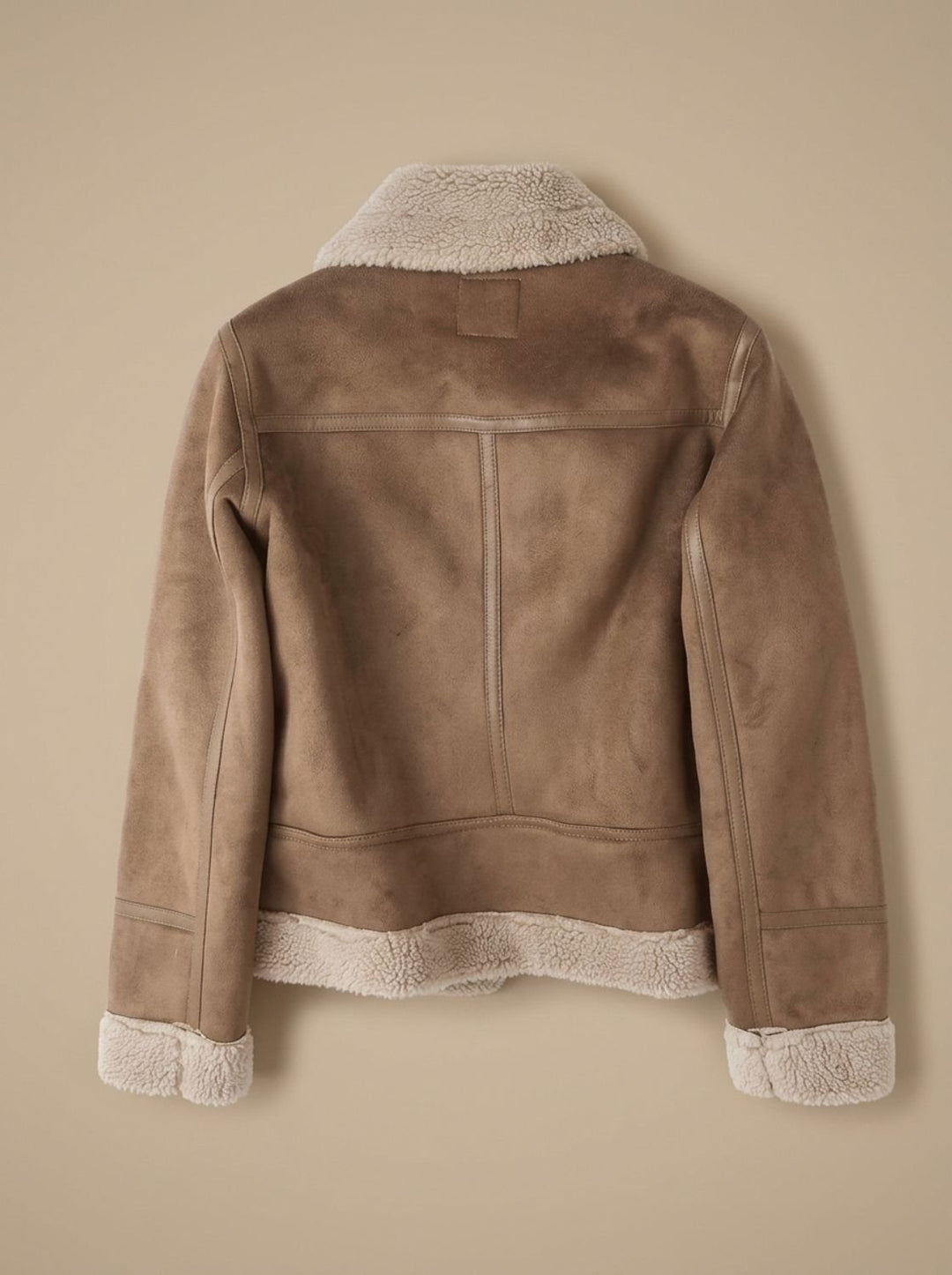 Women's Faux Shearling Aviator Jacket Belted Asymmetric Zip II