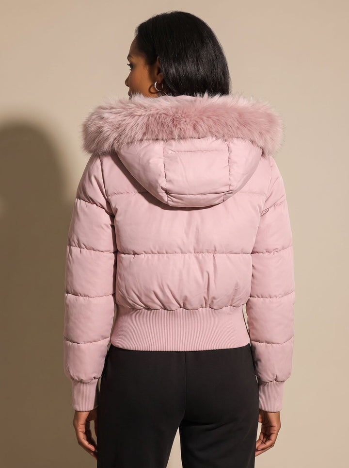 Women's Fitted Faux-Fur Hooded Puffer Jacket