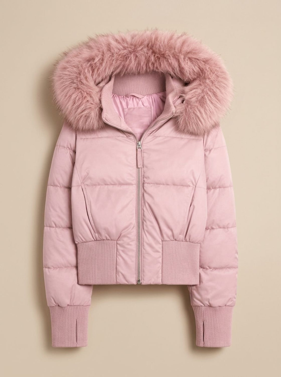 Women's Fitted Faux-Fur Hooded Puffer Jacket