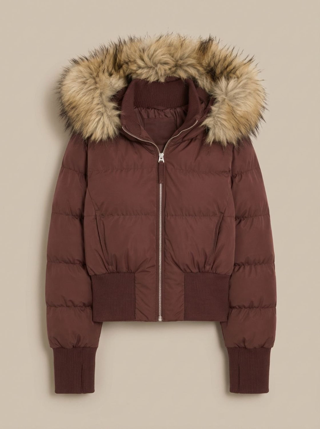 Women's Fitted Faux-Fur Hooded Puffer Jacket