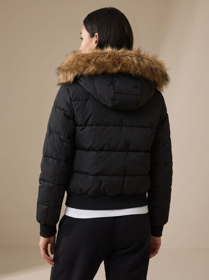Women's Fitted Faux-Fur Hooded Puffer Jacket