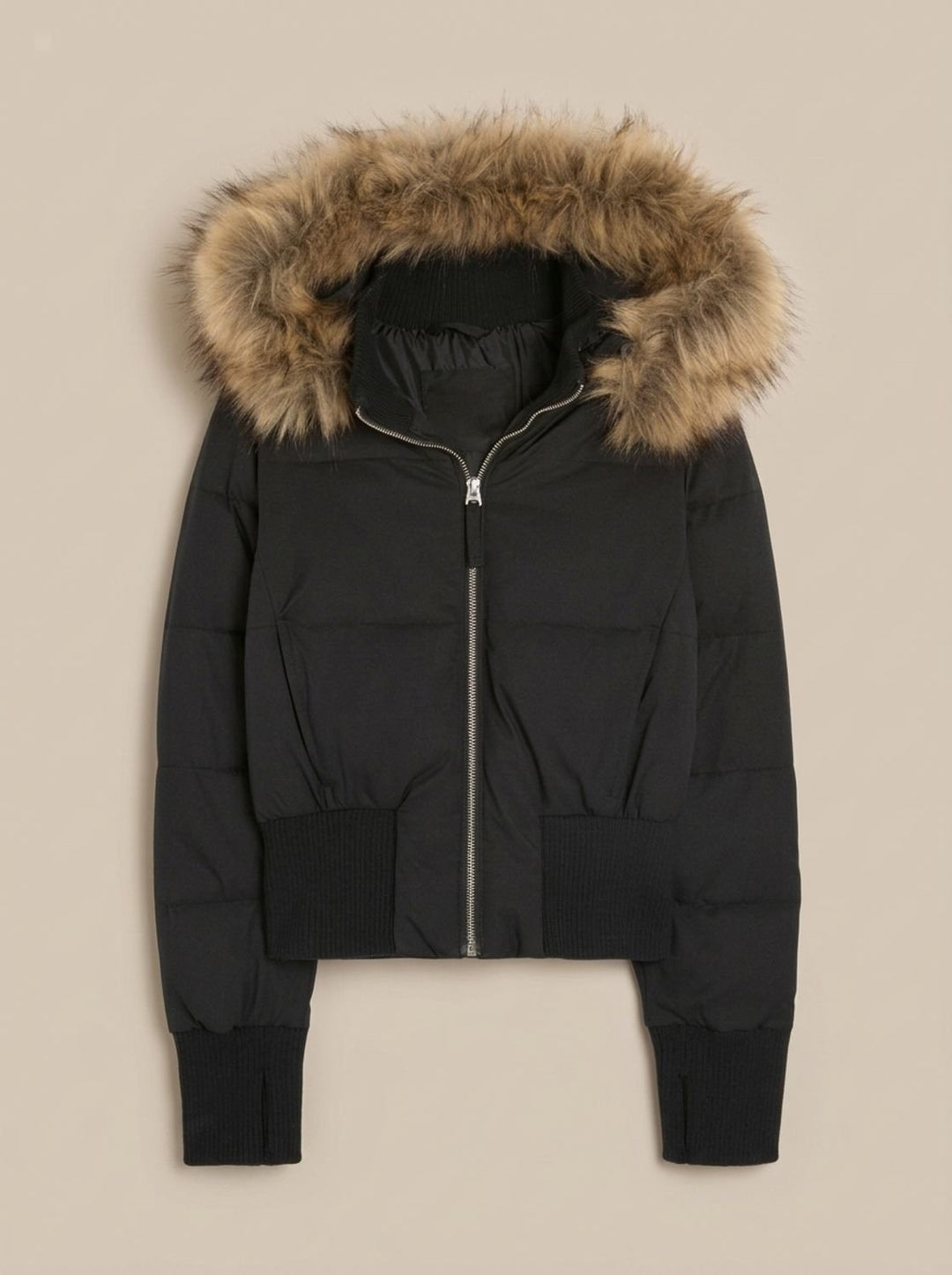 Women's Fitted Faux-Fur Hooded Puffer Jacket