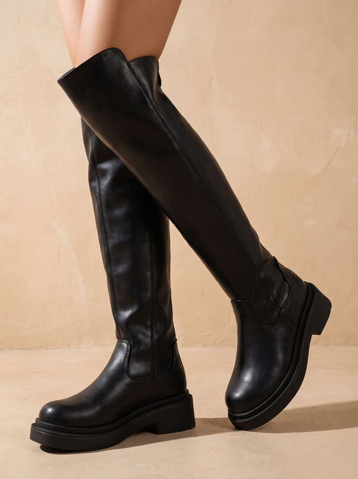 Women's Flat Over-the-Knee Side-Zip Stretch Back Boots
