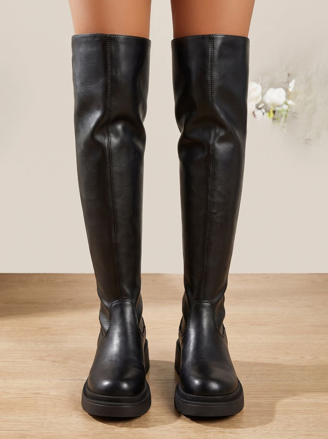 Women's Flat Over-the-Knee Side-Zip Stretch Back Boots