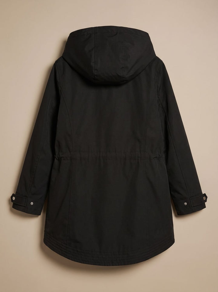 Women's Fleece-Lined Hooded Parka Winter Coat Adjustable Waist