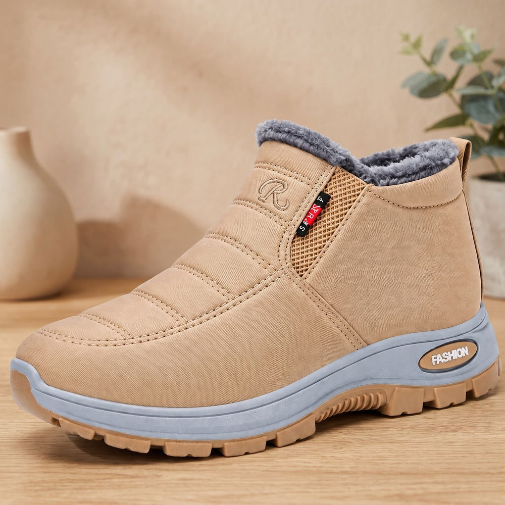 Women's Fleece-Lined Slip-On Ankle Boots - Beige