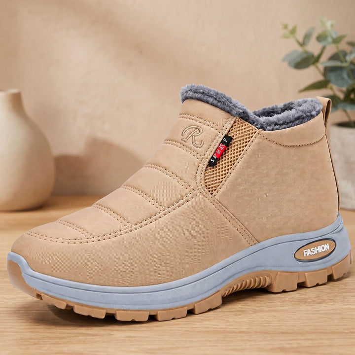 Women's Fleece-Lined Slip-On Ankle Boots - Beige