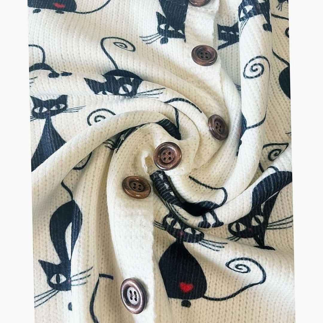 Women's Floral Button-Front Long-Sleeve Knit Cardigan