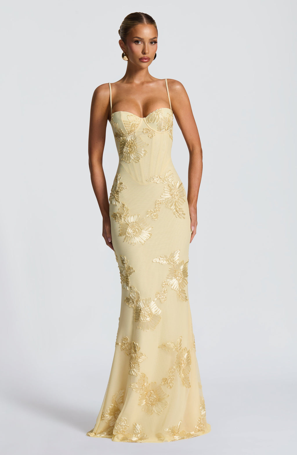 Emma | Women's Floral Embroidered Maxi Wedding Guest Dress