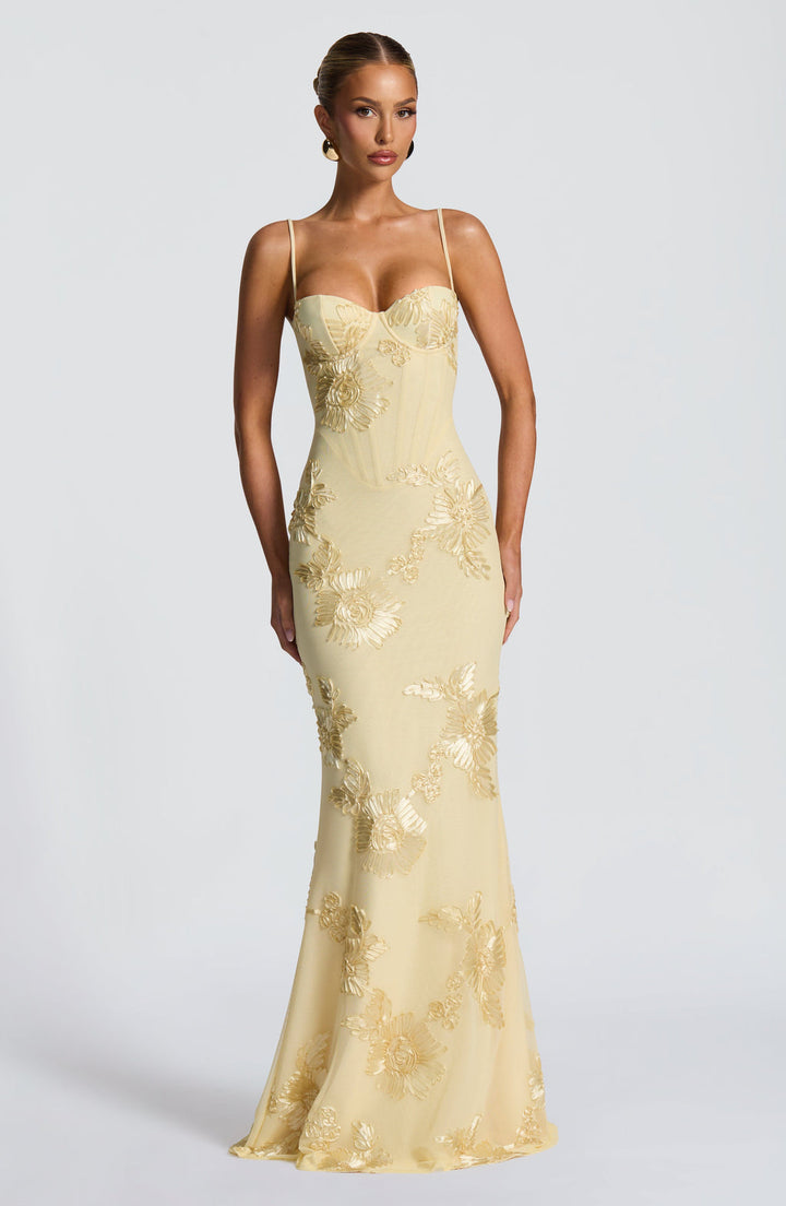 Emma | Women's Floral Embroidered Maxi Wedding Guest Dress