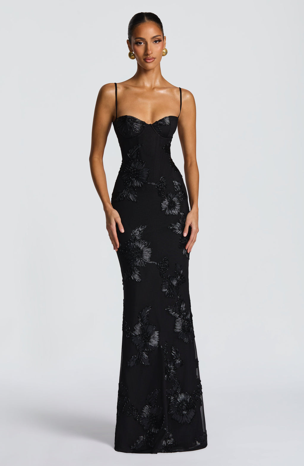 Emma | Women's Floral Embroidered Maxi Wedding Guest Dress