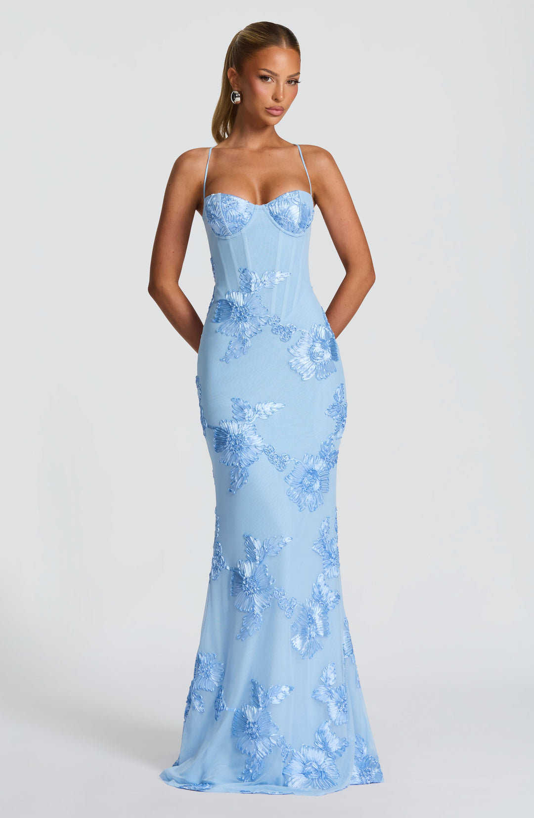 Emma | Women's Floral Embroidered Maxi Wedding Guest Dress