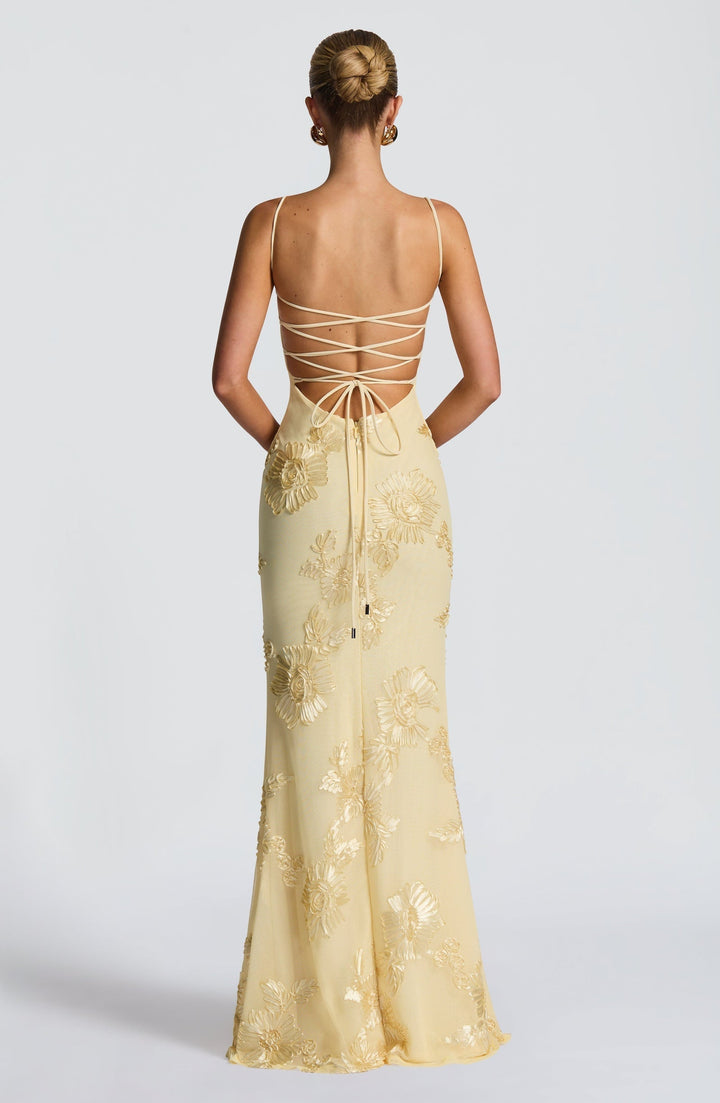 Emma | Women's Floral Embroidered Maxi Wedding Guest Dress