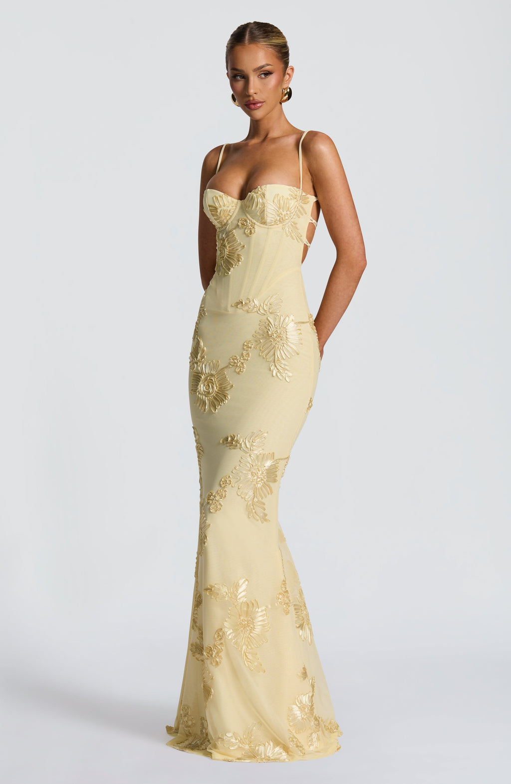 Emma | Women's Floral Embroidered Maxi Wedding Guest Dress