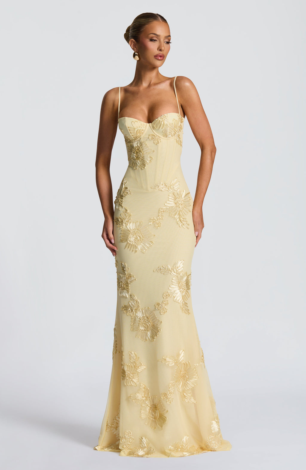 Emma | Women's Floral Embroidered Maxi Wedding Guest Dress
