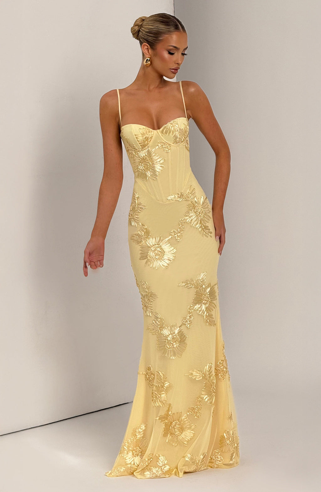 Emma | Women's Floral Embroidered Maxi Wedding Guest Dress