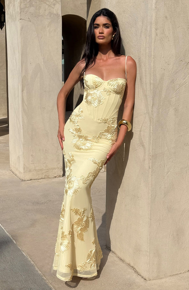 Emma | Women's Floral Embroidered Maxi Wedding Guest Dress