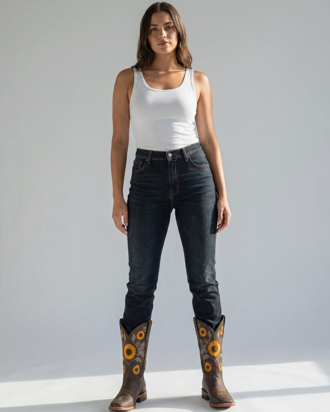 Women's Floral Embroidered Cowgirl Knee High Boots Low Block Heel