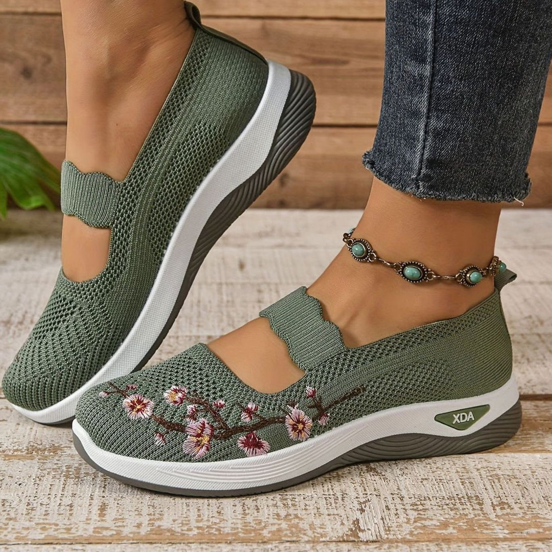 Women's Floral Embroidered Mary Jane Orthopedic Slip-On Sneakers