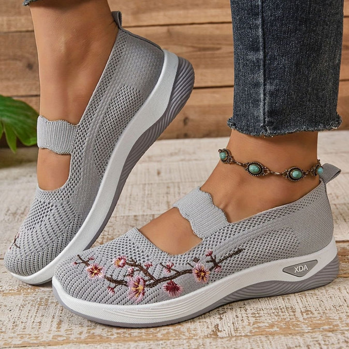 Women's Floral Embroidered Mary Jane Orthopedic Slip-On Sneakers