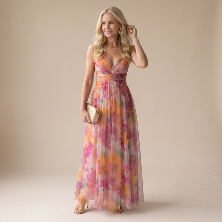 Women's Floral Wrap-Bodice Spaghetti-Strap Maxi Dress - Multicolor
