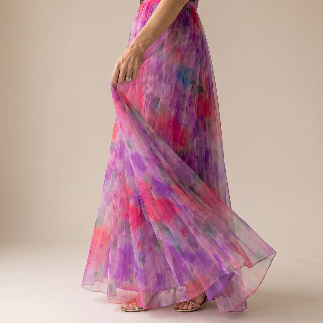 Women's Floral Wrap-Bodice Spaghetti-Strap Maxi Dress
