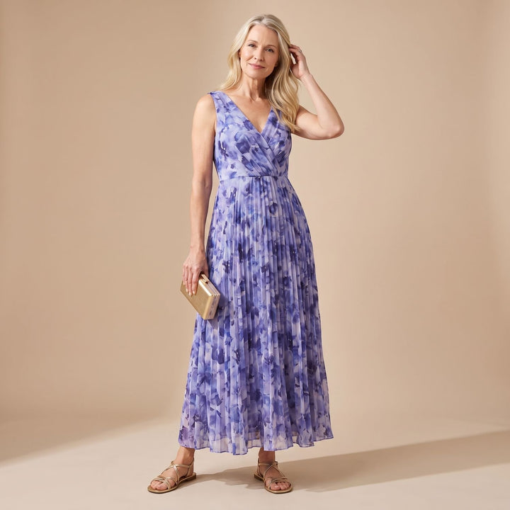 Women's Floral Wrap-Bodice Spaghetti-Strap Maxi Dress - Purple