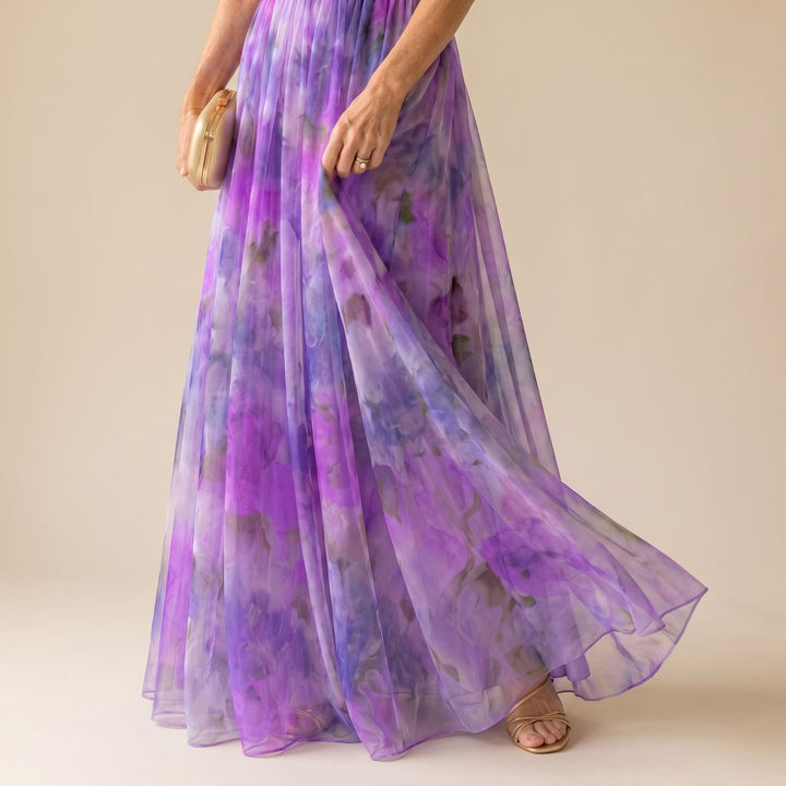 Women's Floral Wrap-Bodice Spaghetti-Strap Maxi Dress