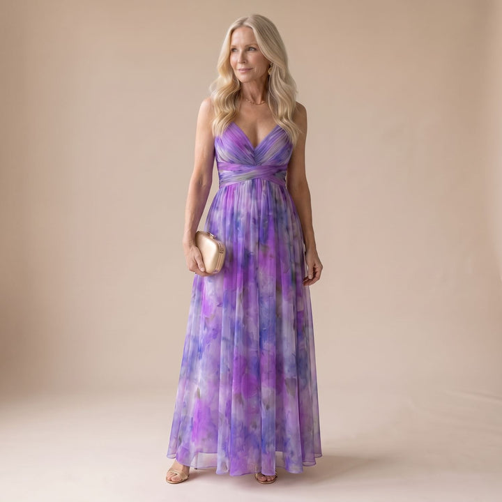 Women's Floral Wrap-Bodice Spaghetti-Strap Maxi Dress