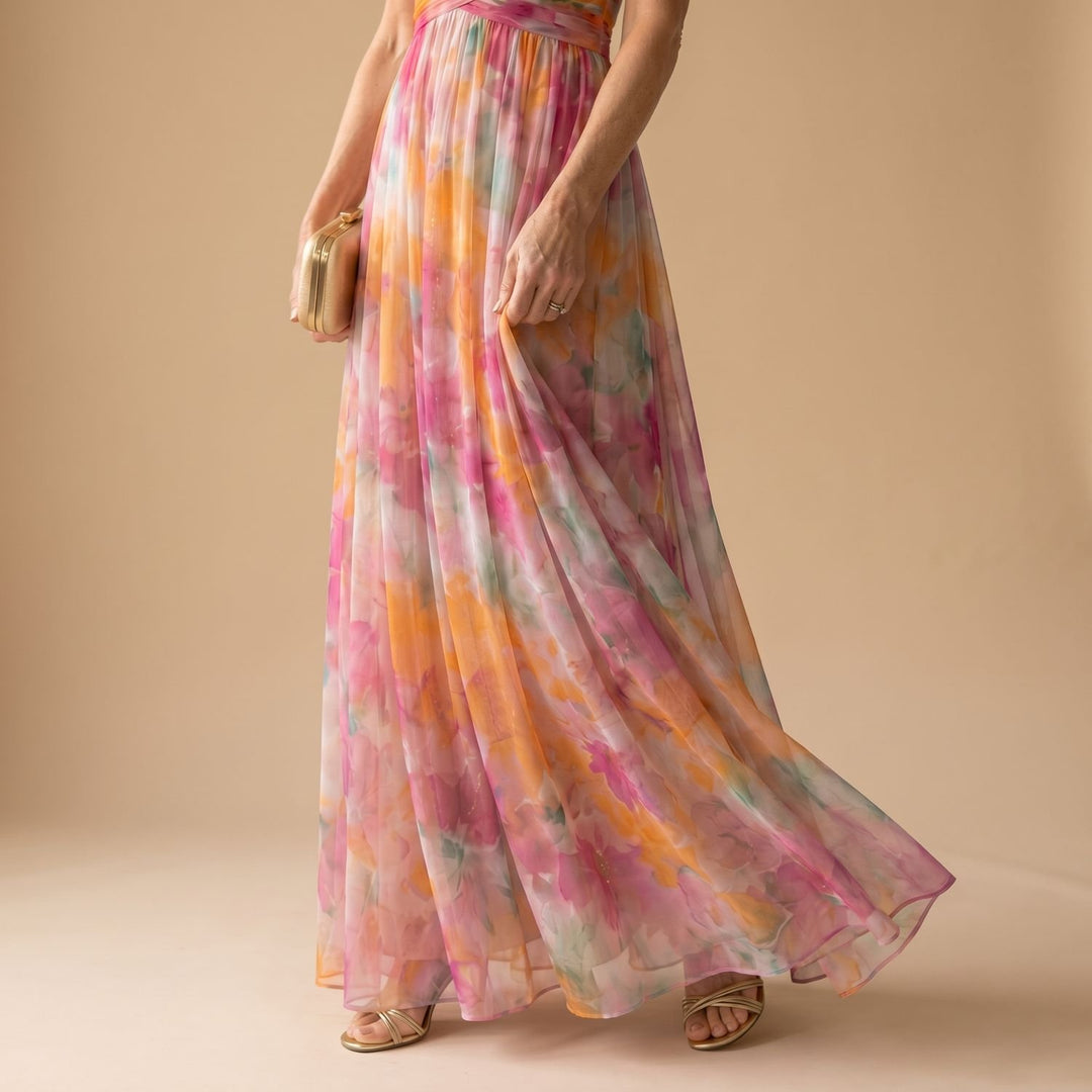 Women's Floral Wrap-Bodice Spaghetti-Strap Maxi Dress